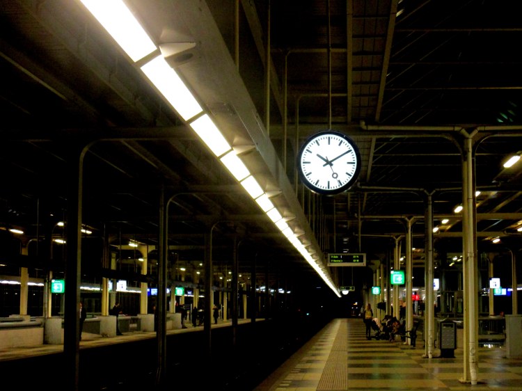 station at night