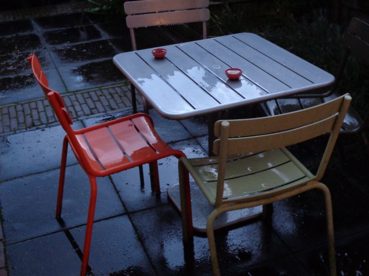 chairs in the rain